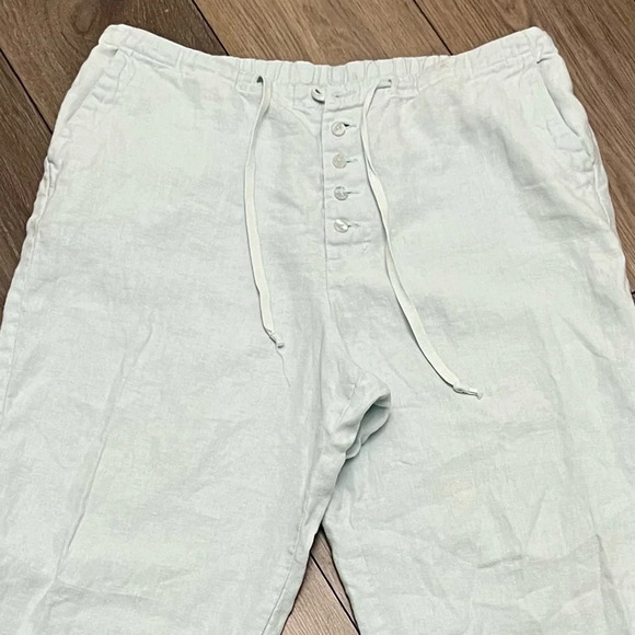 Chadwick's Linen Pants Womens 16 Teal Relaxed Wide Leg High Waist Drawstring 32” - Picture 9 of 9